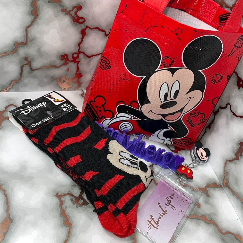 Disney Mickey Mouse 3‑Piece Set – Mini Tote + Crew Socks